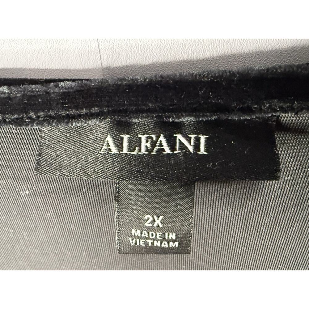 Alfani Velvet Wrap Top Womens 2X Gray Black Velvet Holiday Evening Glam Party - Picture 3 of 10